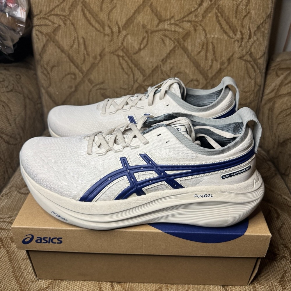Asics White and Blue Sneakers